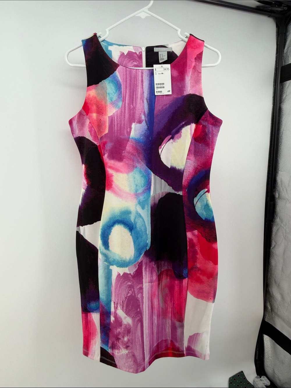 H&M Women’s Sleeveless Bodycon Dress Watercolor Brushstroke Print- NWT- Medium